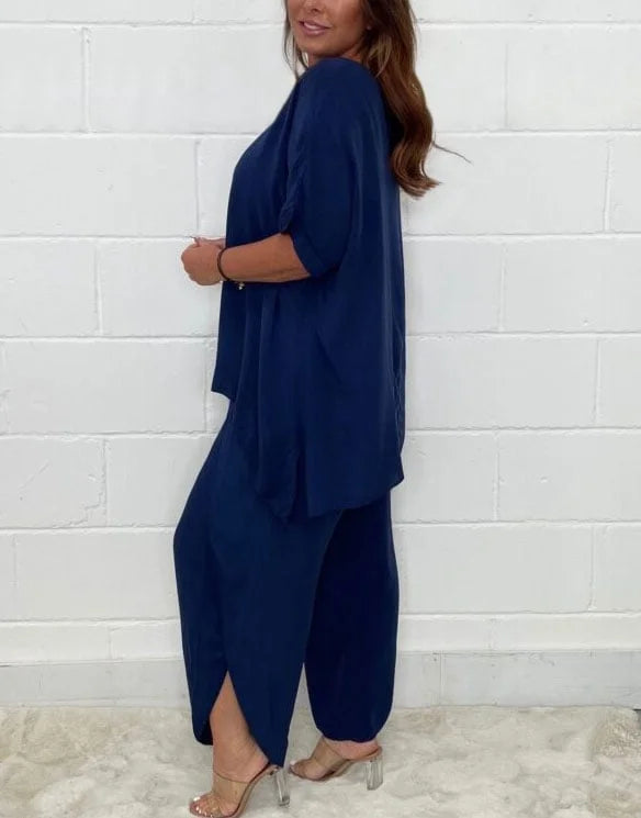 סט מכנסיים עם שרוולים 2 חלקים פלואטי