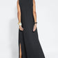 Elegant sleeveless long dress in solid color