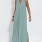 Elegant sleeveless long dress in solid color